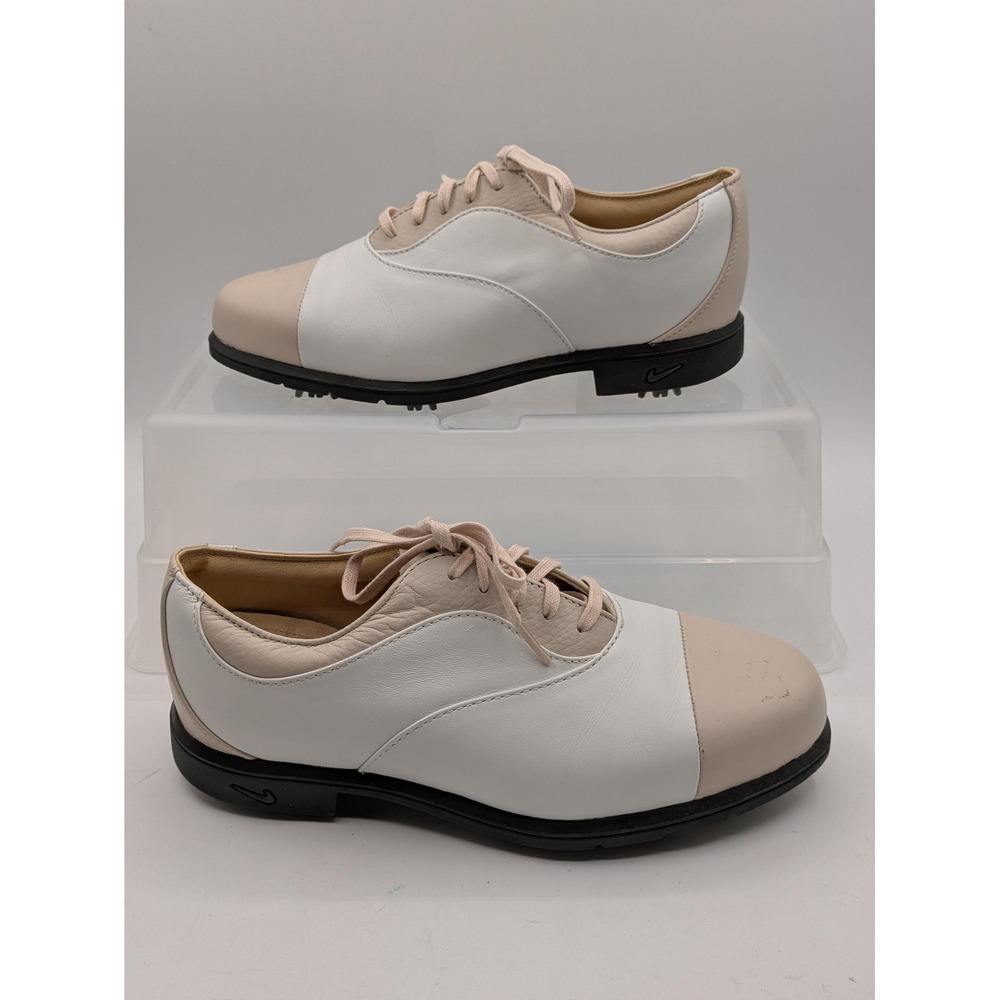 Nike Air Comfort Shoes Womens Size 6.5 White Leather Golf Spiked Sneakers